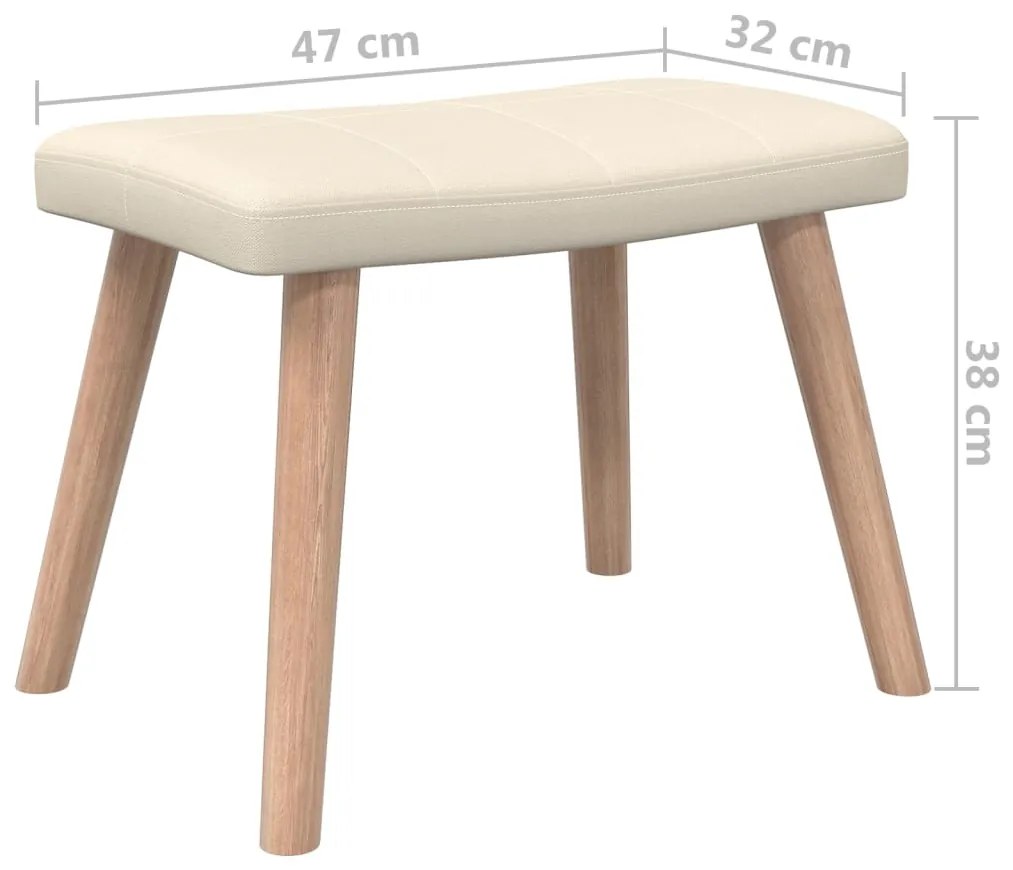 Scaun de relaxare cu taburet, crem, textil 1, Crem, Cu suport de picioare
