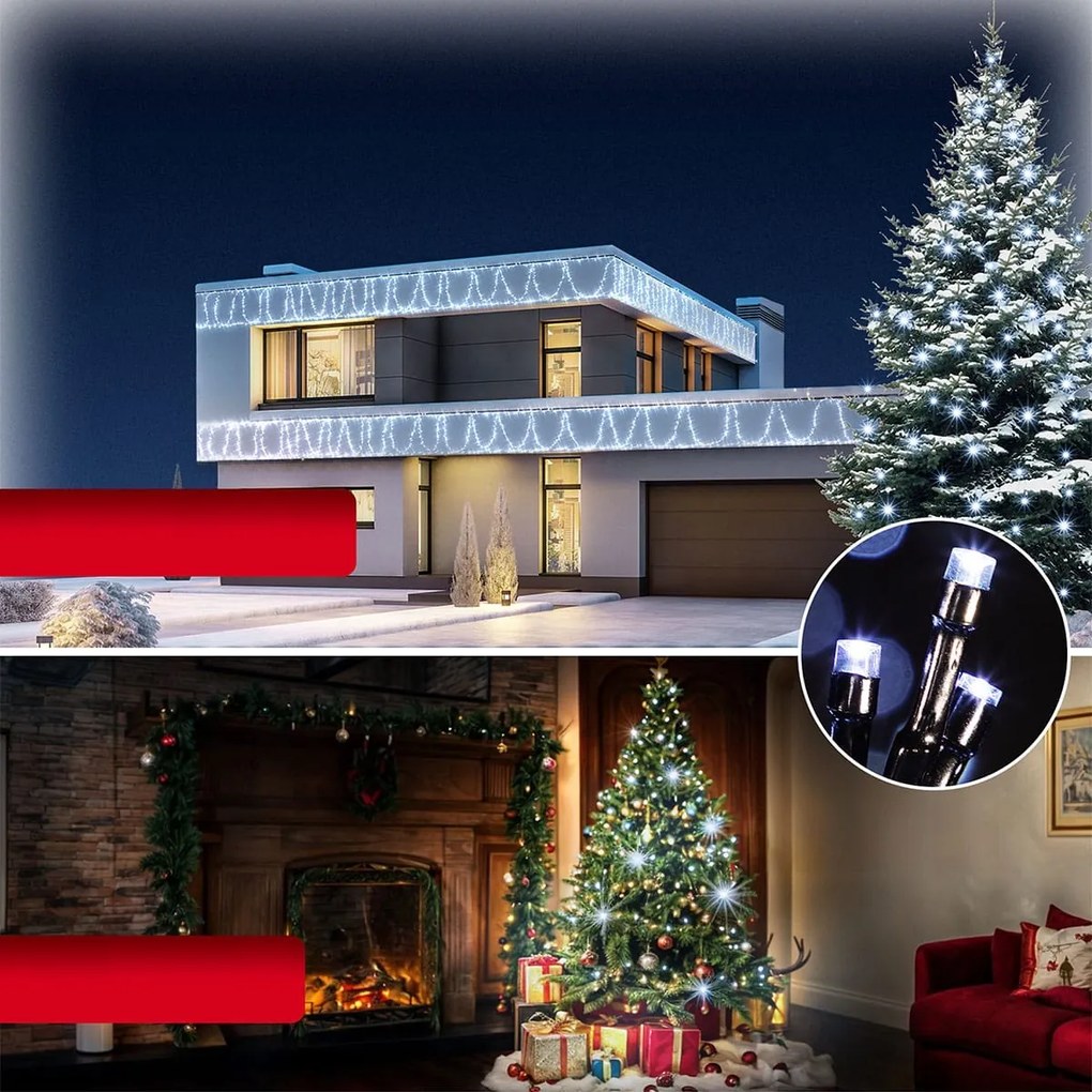 Șir luminos de Crăciun SIMPLE, 40m, alb rece Monzana