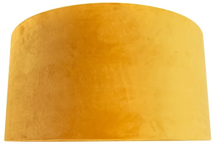 Abajur din catifea galben 50/50/25 cu interior auriu