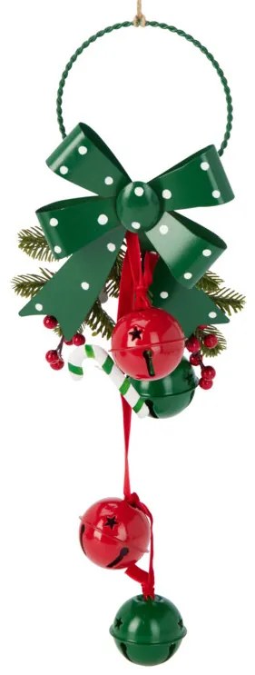Decorațiune de Crăciun cu clopoței metalici, 29 cm, verde
