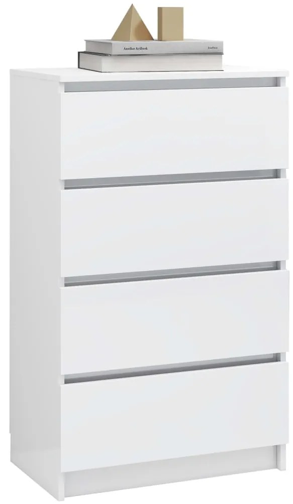 Servanta, alb extralucios, 60x35x98,5 cm, lemn compozit