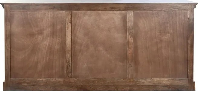 Bufet din lemn de mango în stil French Country, maro și alb, cu 2 uși cu panouri, 3 sertare și cornișă profilată, 83 x 180 x 46 cm, „Allegra”