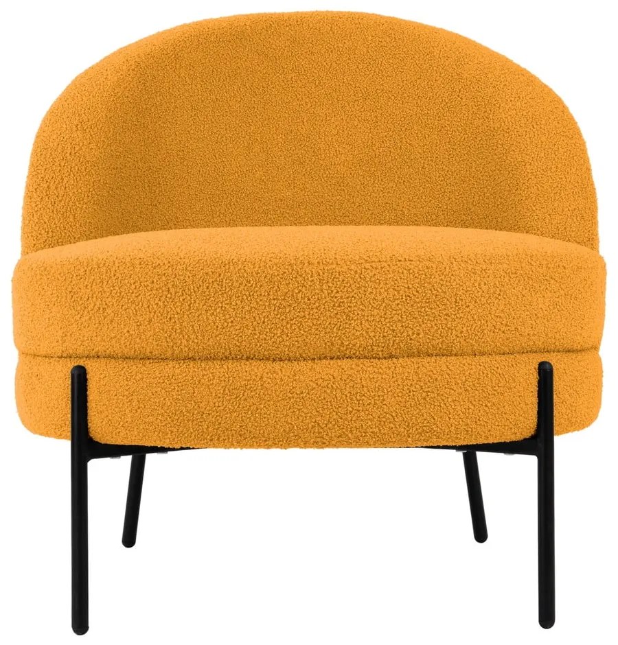 Fotoliu galben ocru cu tapițerie din țesătură bouclé Noble – Leitmotiv