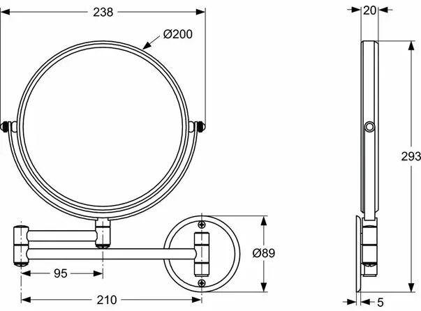 Oglinda pentru barbierit crom Ideal Standard IOM