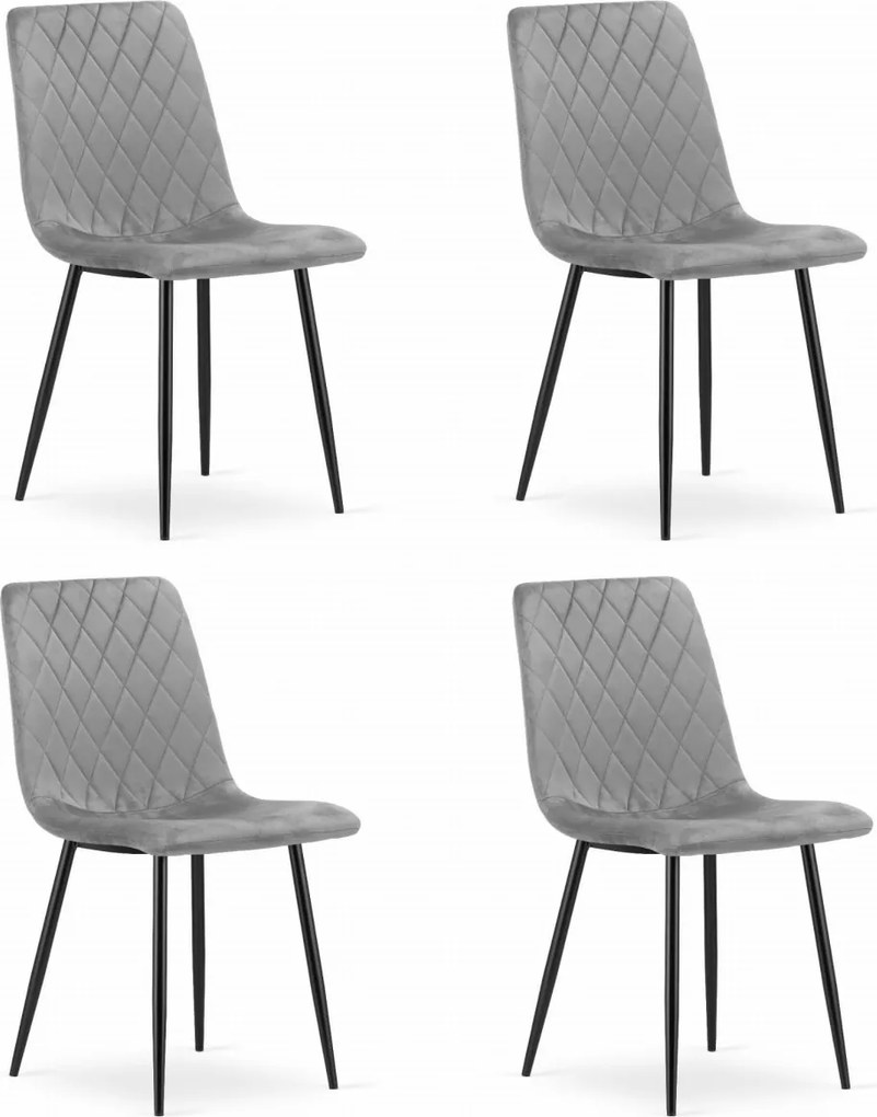 Scaun de catifea gri TURIN cu picioare negre