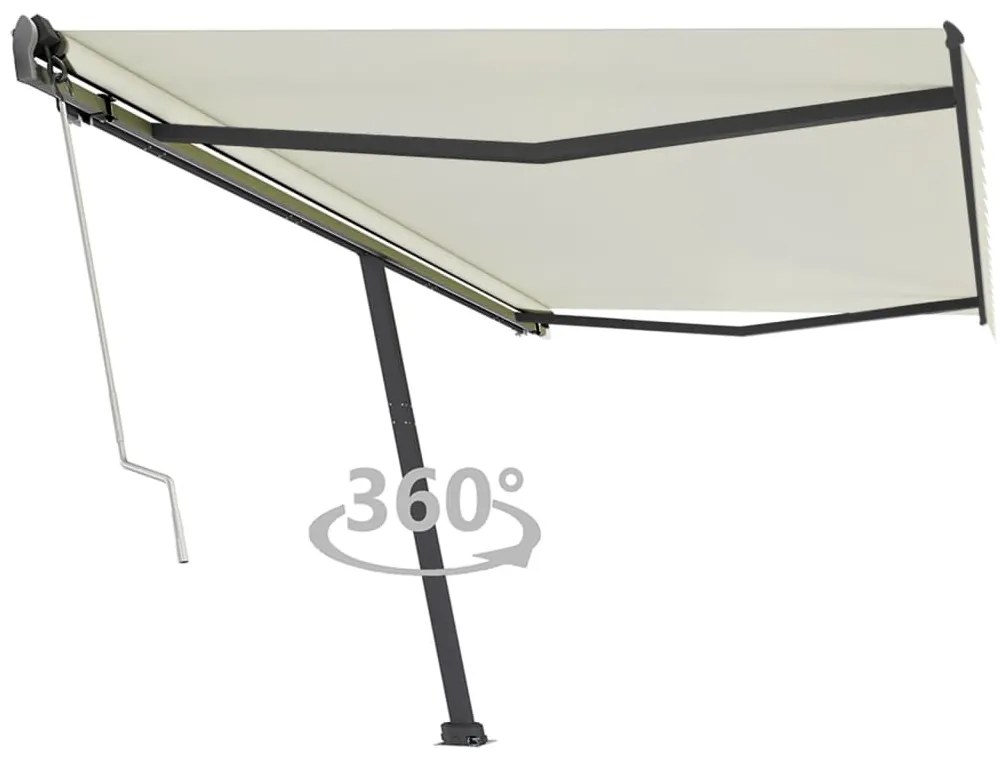 vidaXL Copertină autonomă retractabilă automat, crem, 500x350 cm