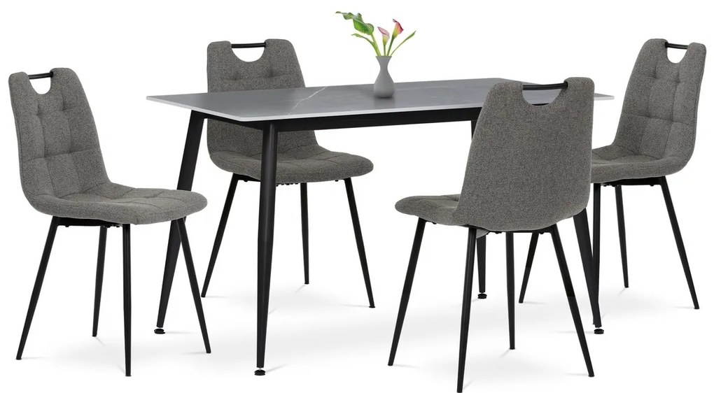 Set de masă cu blat ceramic și 4 scaune, gri
