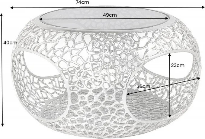 Masuta de cafea design modern Spin 40cm argintiu