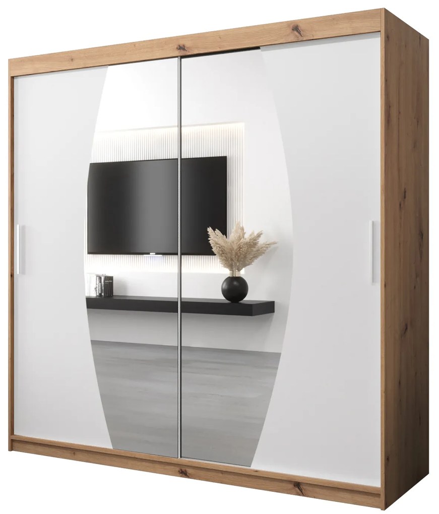Dulap de haine 200 cm Eclipse (Stejar artisan + Alb mat). 1063435