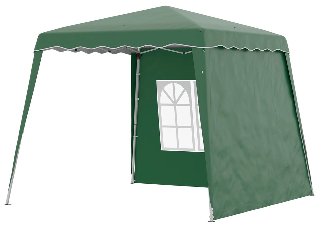 Outsunny Cort Pliabil cu 2 Pereți Laterali 2,89x2,89m Pavilion de Grădină cu Înălțime Reglabilă Protecție UV50+ Verde | Aosom Romania
