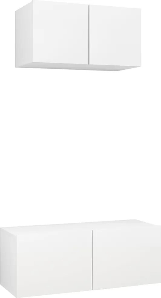 vidaXL Set dulapuri TV, 2 piese, alb, lemn prelucrat