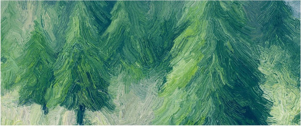 Tablou - Conifere pictate (120x50 cm)