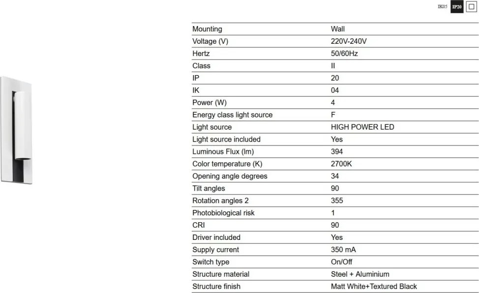 Aplica cu reader LED directionabil stil minimalist GABO alb