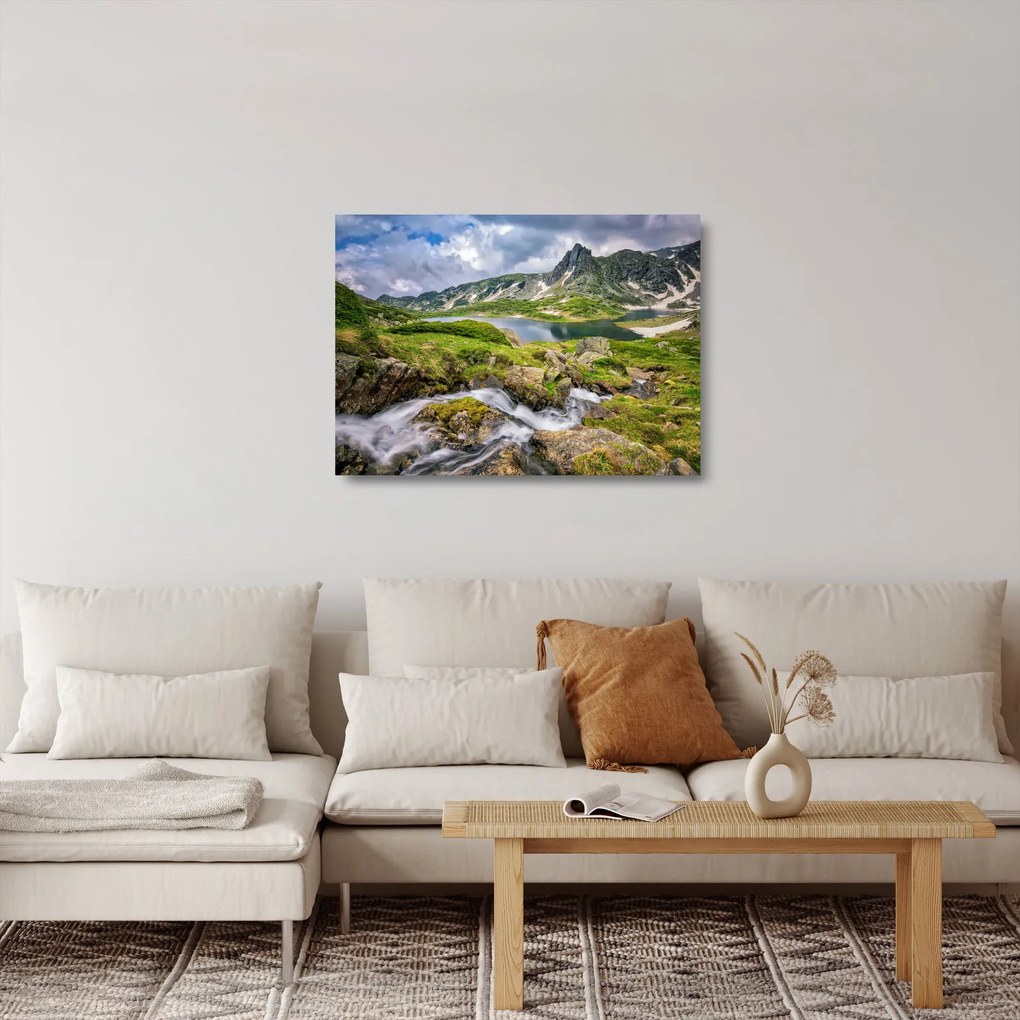 Tablou pe sticlă - Vedere la Muntele Rila (70x50 cm)