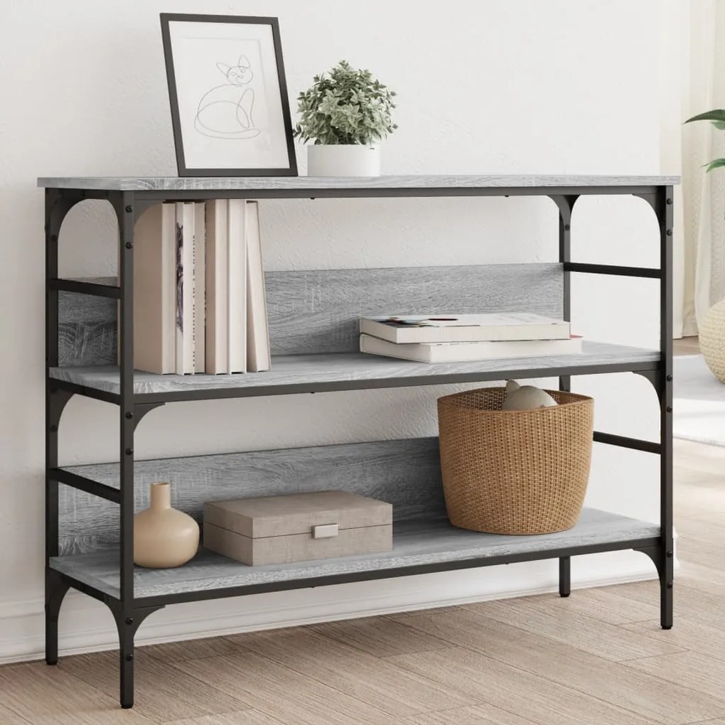 vidaXL Măsuță consolă, gri sonoma, 100x32x75 cm, lemn prelucrat