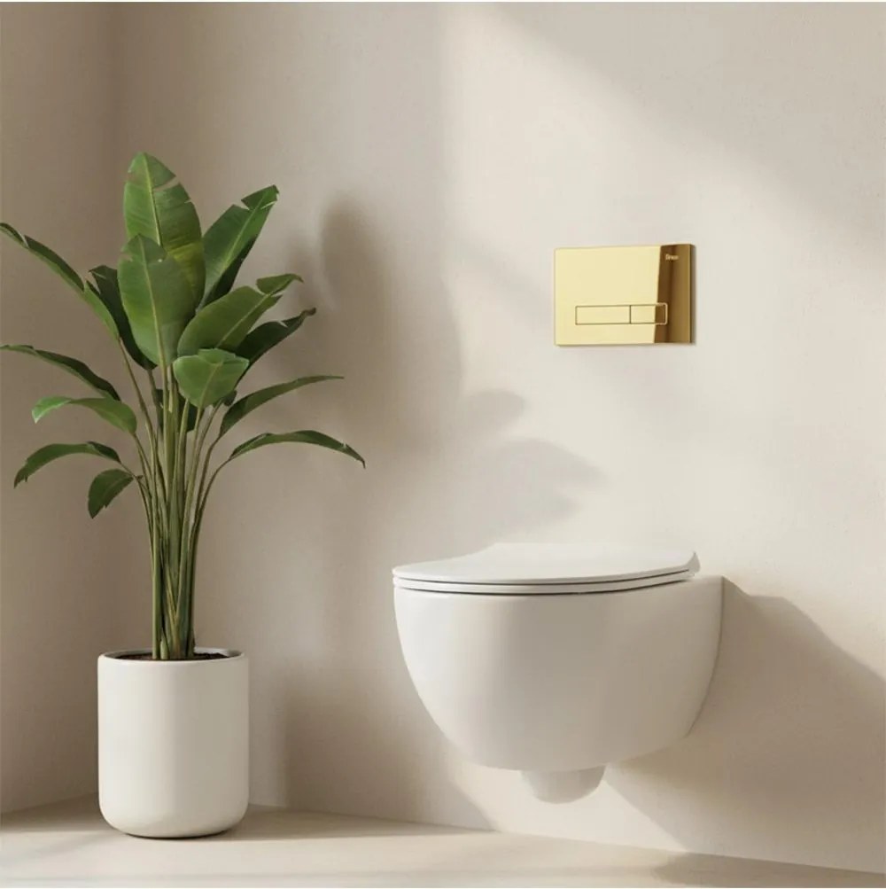 Cadru WC incastrat Rea cu buton HD auriu