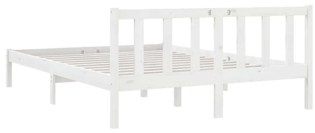 Cadru de pat, alb, 140x200 cm, lemn masiv de pin Alb, 140 x 200 cm