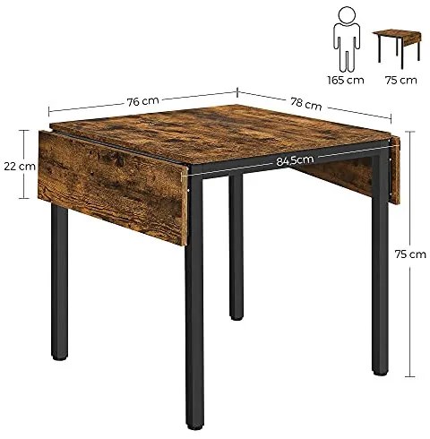 Masa Dining extensibila, Vasagle, Negru , 120x78x75 cm