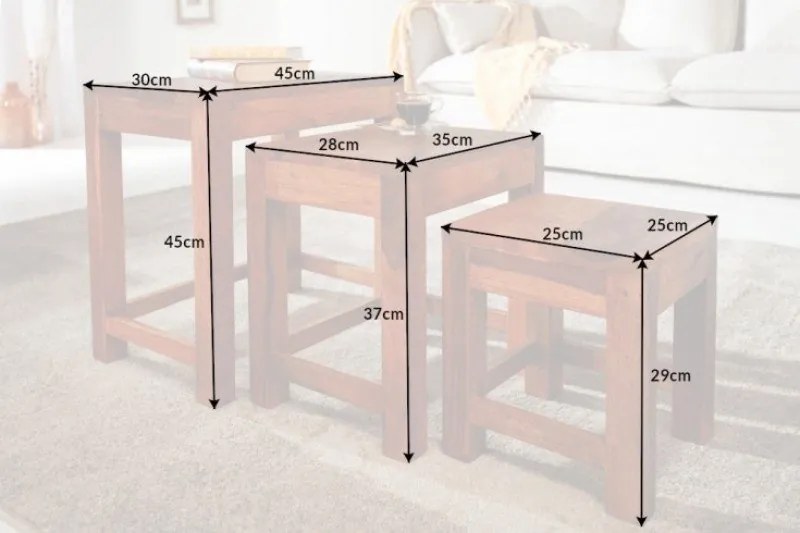 Set de 3 masute din lemn Monsoon Sheesham