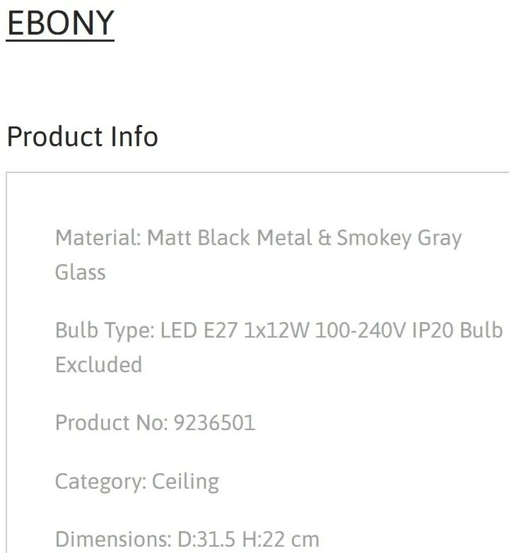 Plafoniera LED design decorativ EBONY Smokey Gray, NVL-9236501