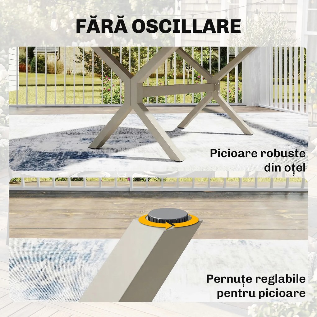 Outsunny Masă Extensibilă de Grădină pentru 8-10 Persoane, din Aluminiu și Oțel, 154/214x85x73 cm, Gri | Aosom Romania