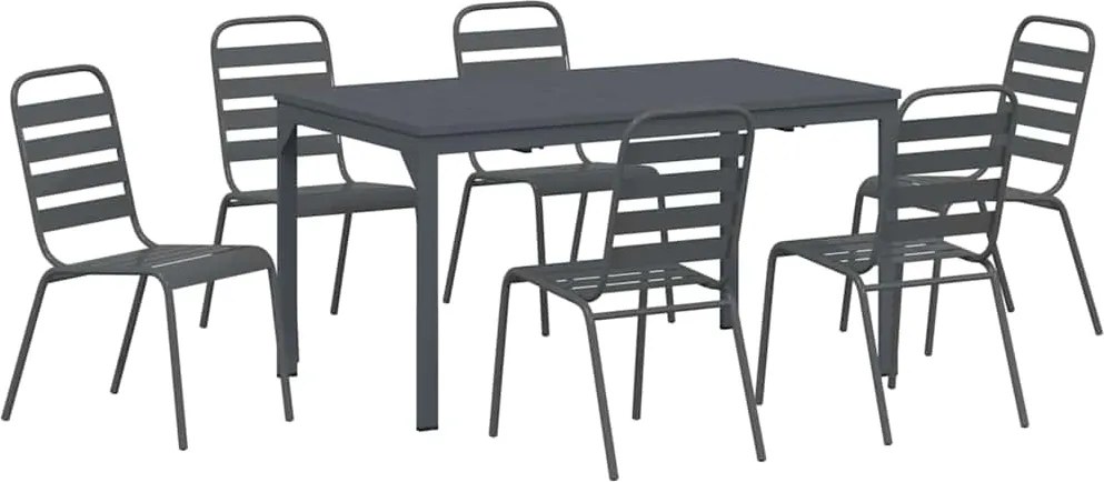 vidaXL Set de masă pentru grădină 7 pcs Antracit