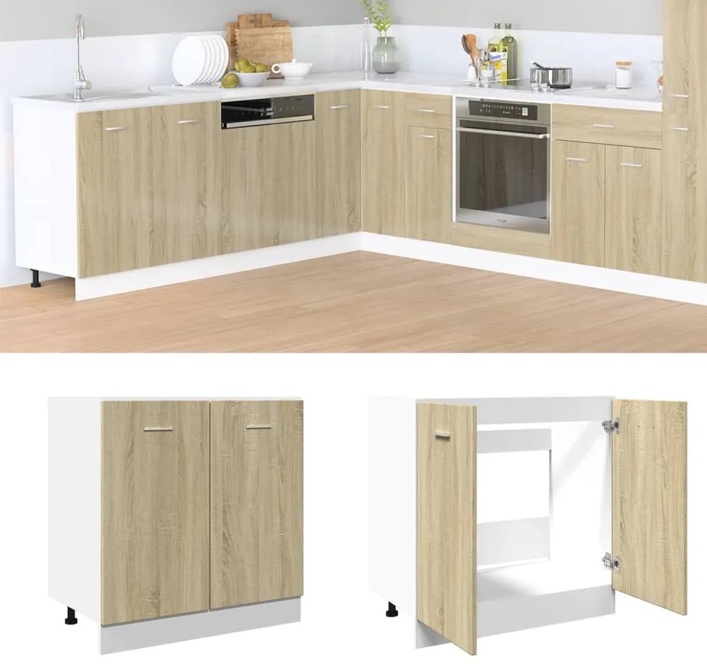 vidaXL Dulap inferior “Lyon”, stejar sonoma, 80x46x81,5 cm