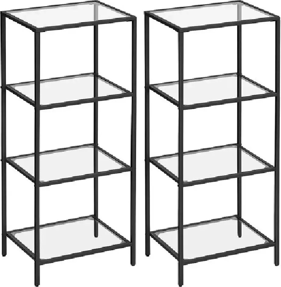 Biblioteca din metal  si sticla,metal culare negru 95x40x30 cm