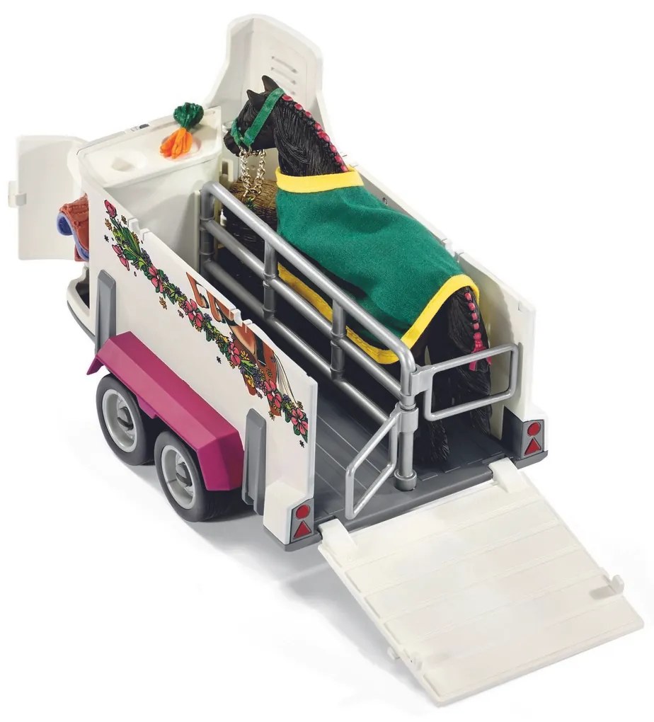 Schleich - Pick-up cu remorcă și cal, 51,5 cm