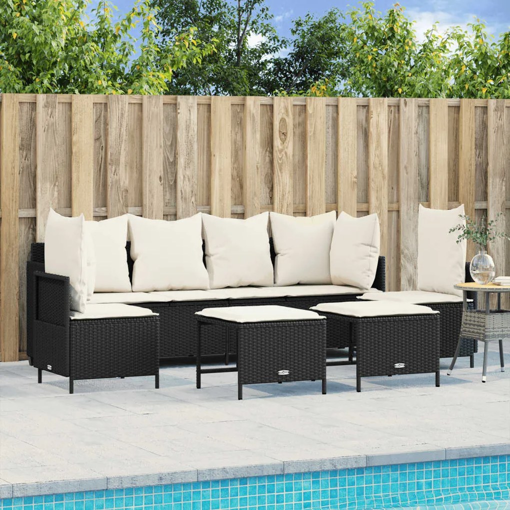 3261545 vidaXL Set mobilier de grădină cu perne, 5 piese, negru, poliratan