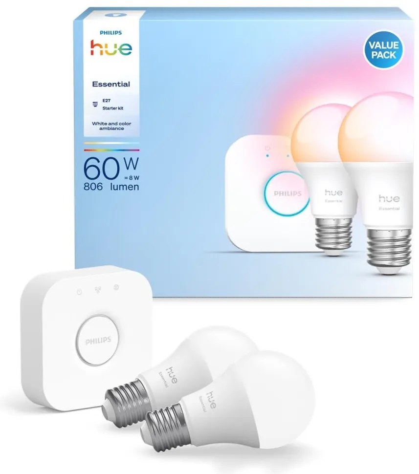 Kit de pornire Philips Hue WACA 2xE27/8W/230V 2200-6500K + dispozitiv de conectare