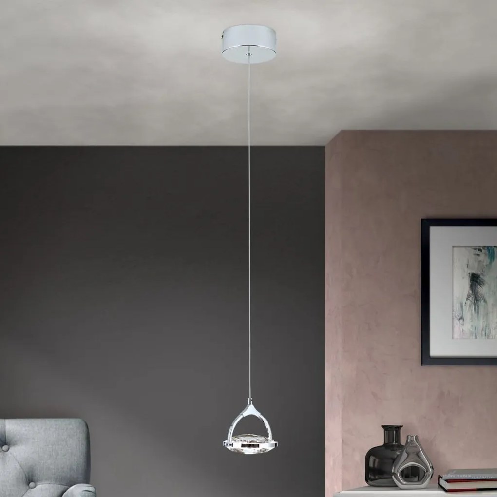 Pendul LED cu cristal K9 design lux MOON crom