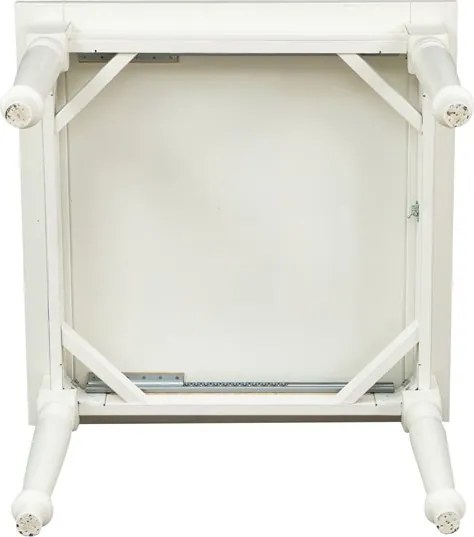 Masa pliabila, L90(180) 90 H80 cm, culoare alb antic, Lemn masiv