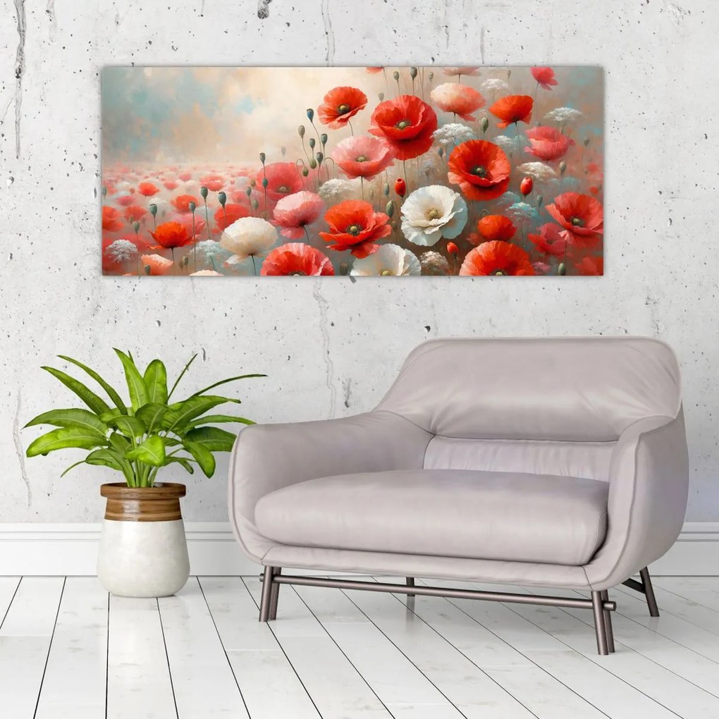 Tablou - Pictură cu maci (120x50 cm)