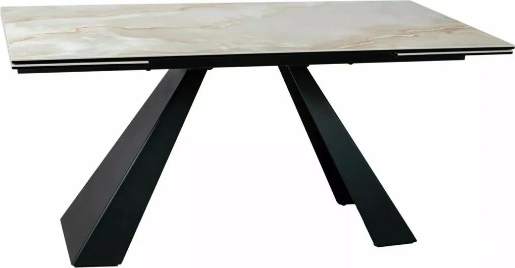 Masa extensibila Salvadore Ceramic bej lucios/negru mat L160-240xl90 cm