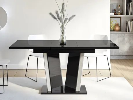 Masă sufragerie extensibilă Ledysa II (Stejar artisan + Negru) (pentru 2-6 persoane). 1105389