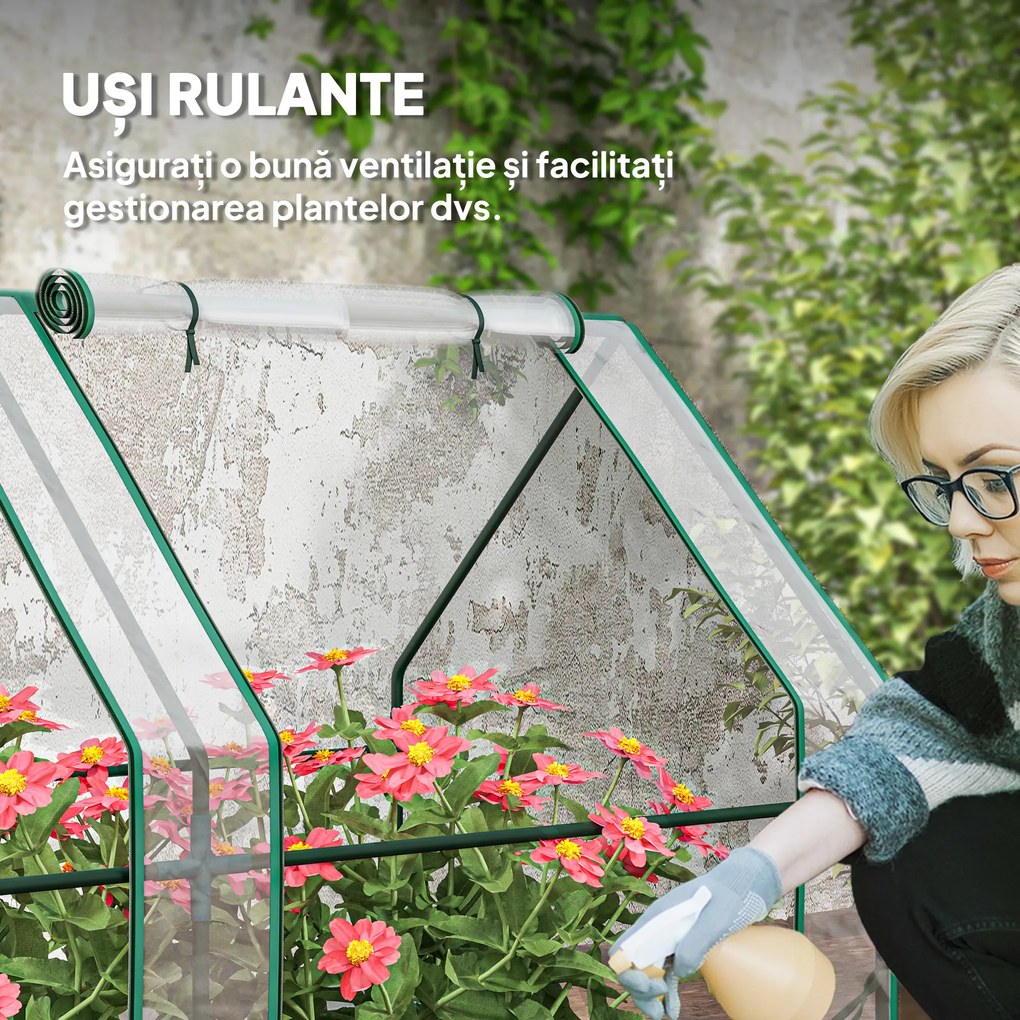 Outsunny Mini Seră Portabilă Tunel pentru Plante și Flori cu Uși Rulabile cu Fermoar, Transparentă | Aosom Romania