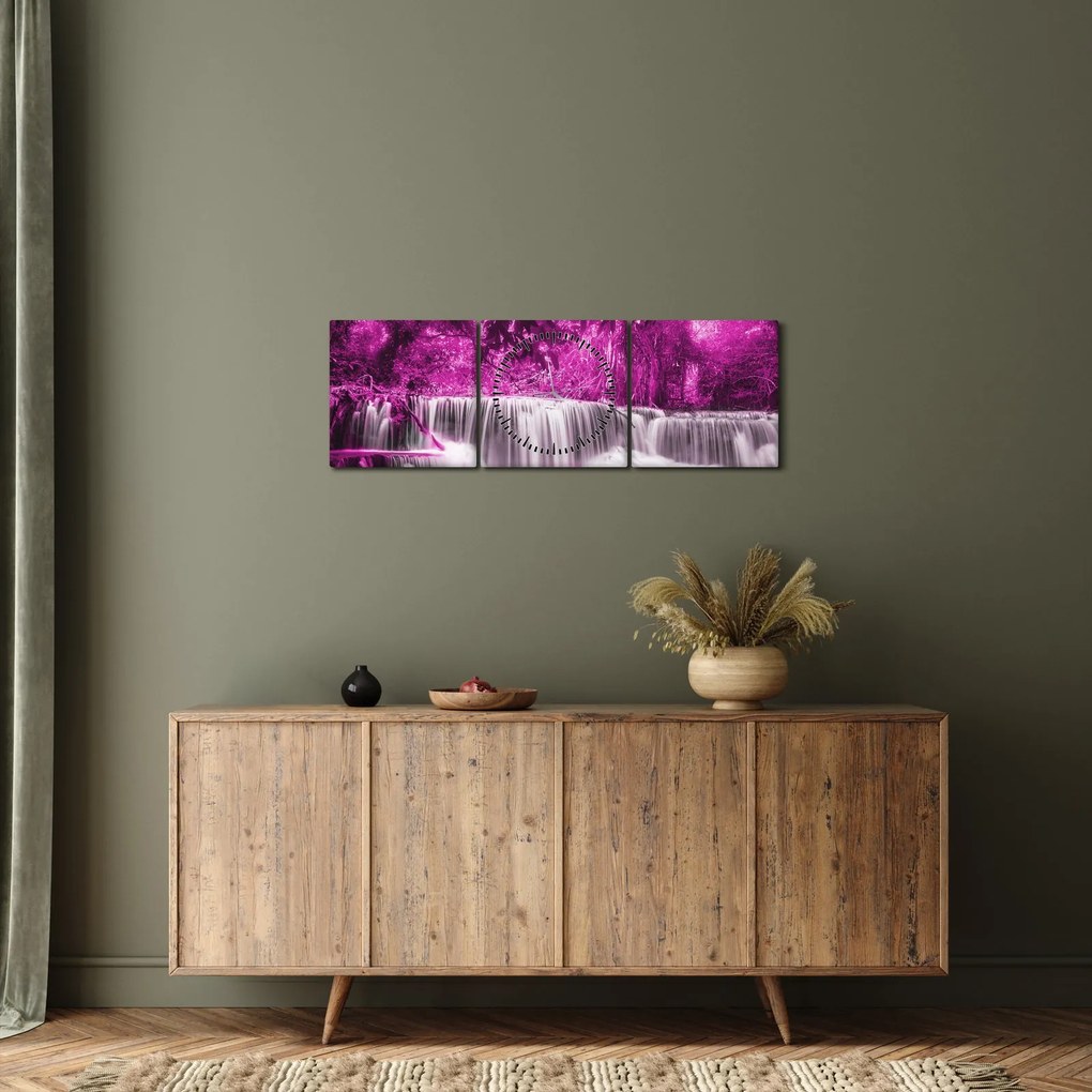 Tablou - Cascadă, violet (cu ceas) (90x30 cm)