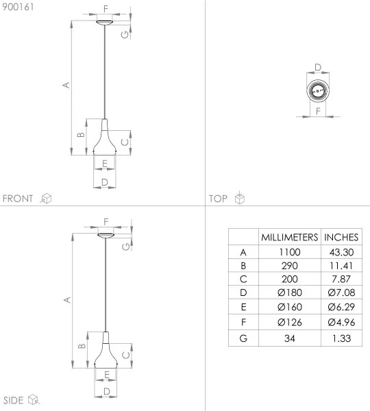 Lustră pe cablu SABINAR 1xE27/40W/230V d. 18 cm neagră Eglo 900161