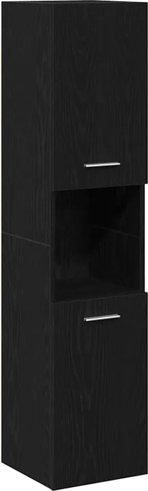 vidaXL Dulap de Baie Stejar Negru 30 x 30 x 130 cm Lemn compozit