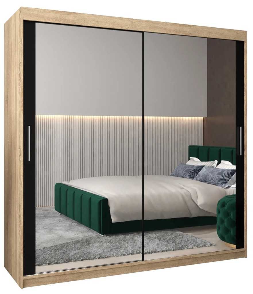 Dulap de haine 200 cm Toki 3 (stejar sonoma + negru mat). 1065109