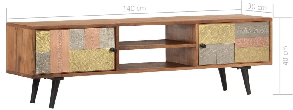 Comoda TV, 140x30x40 cm, lemn masiv de acacia