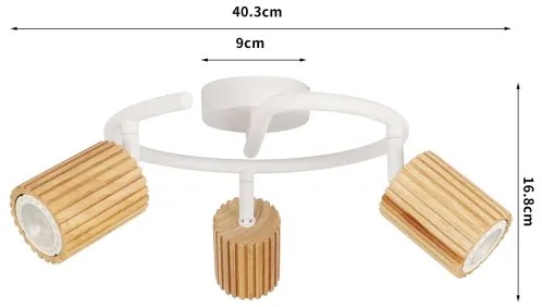 Brilagi - Corp de iluminat cu spoturi MODERN WOOD 3xGU10/8W/230V lemn/alb