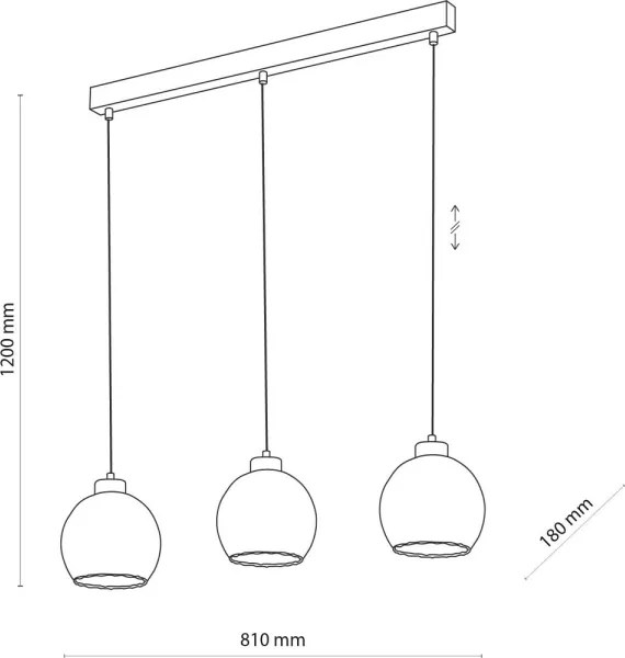 Lustră LED pe cablu DEVI 3xE27/15W/230V negru/fumuriu