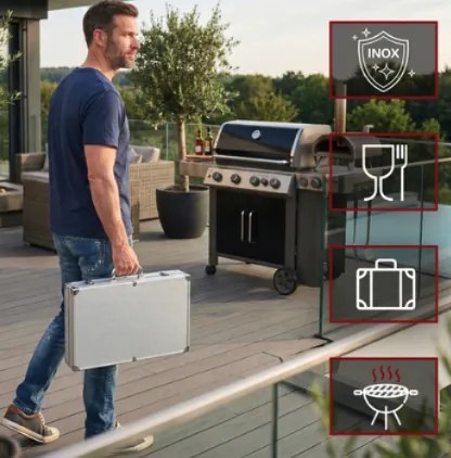 Set de grătar în cutie 26 buc - unelte de grătar din oțel inoxidabil