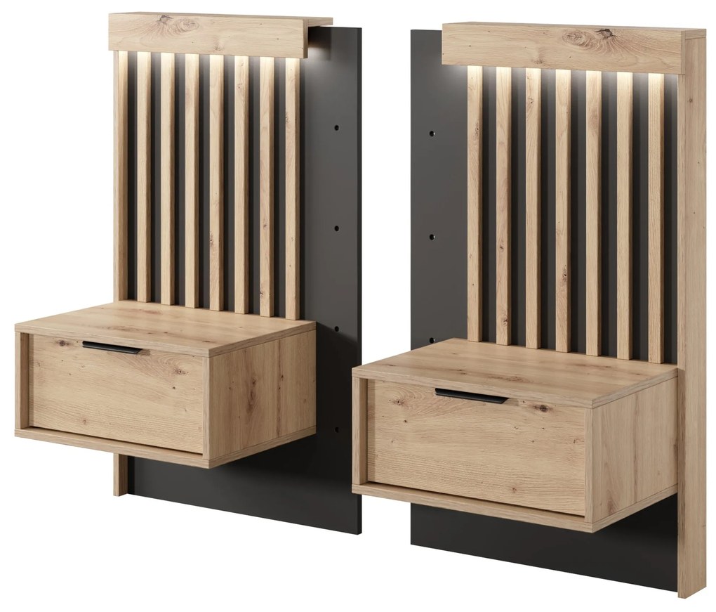 Set 2 buc. noptiere Tallin D (Stejar artisan + antracit). 1071401