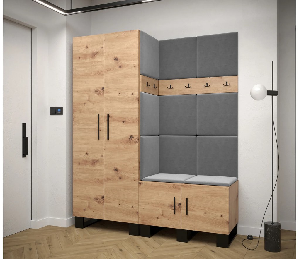Set mobilier pentru hol Amanda 2 (Stejar artisan + gri închis). 1085869