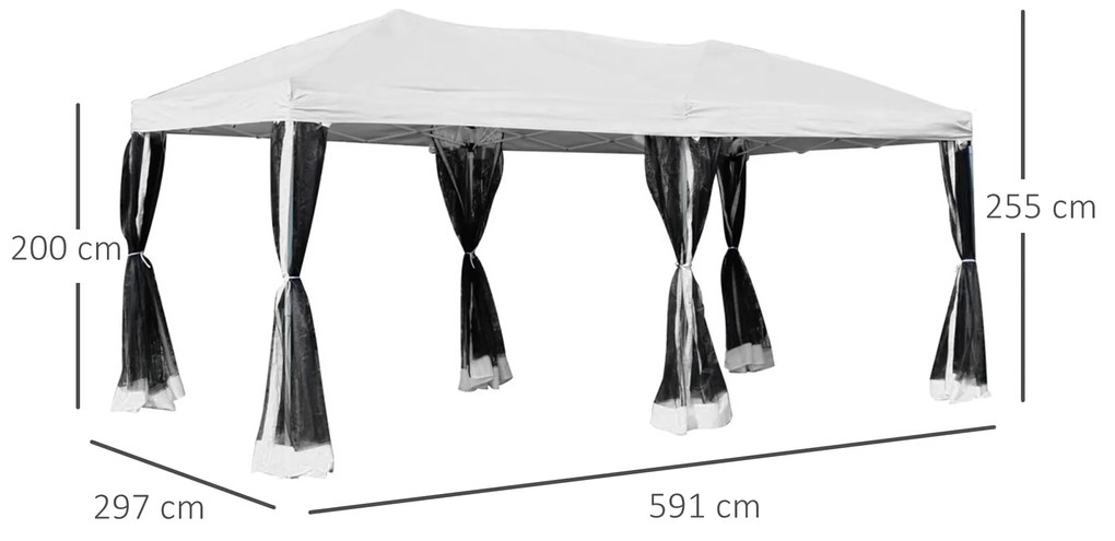Outsunny Foisor Pliabil din Otel cu Plase de Tantari, Alb, 3x6m | Aosom Ro
