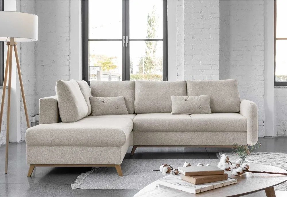 Colțar extensibil cu șezlong pe partea stângă Miuform Scandic Lagom L, bej