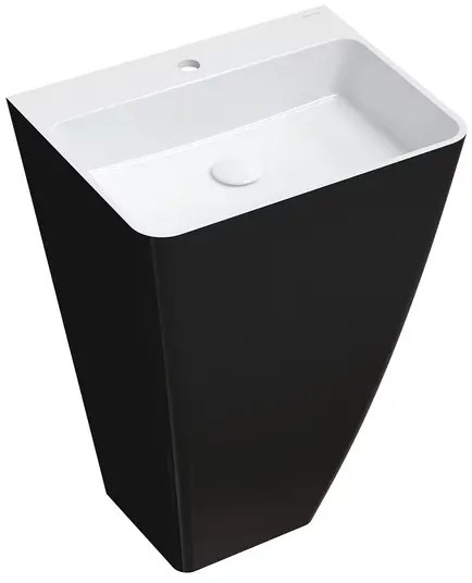 Lavoar freestanding Omnires Parma M+ dreptunghiular negru - alb 55 cm